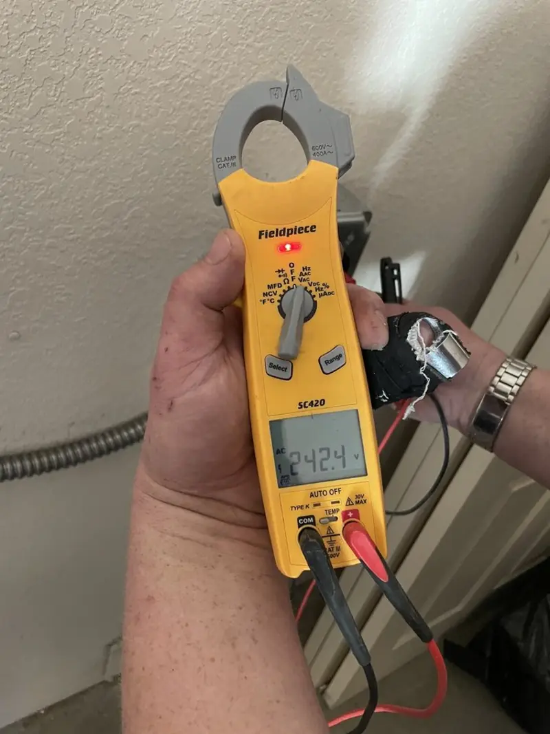 Voltage testing with clamp meter during Generator Installation in Clarksburg